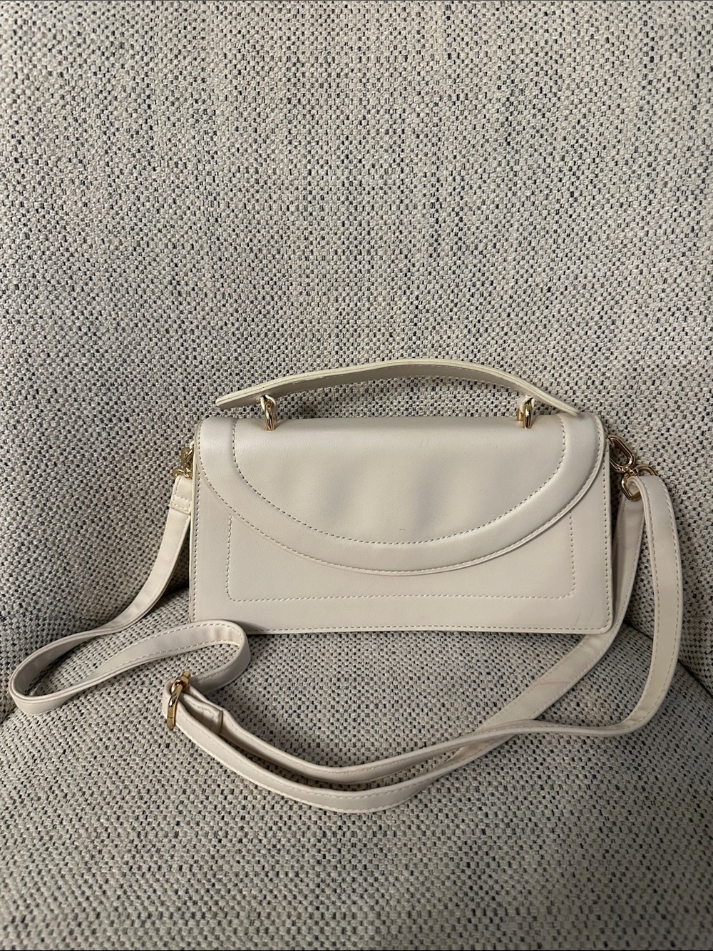 Primark Cream Faux-Leather Shoulder Bag with Gold Hardware
